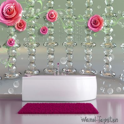 Vlies Fototapete Wandtapete Wandbilder Wandbild 3D Rosen Kristallen 1740