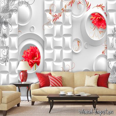 Vlies Fototapete Wandtapete Wandbilder Wandbild 3D Optik Blumen 1742