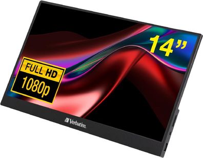 Verbatim Tragbarer Full HD Monitor 14" – Ultraflach mit IPS und HDR-Technologie