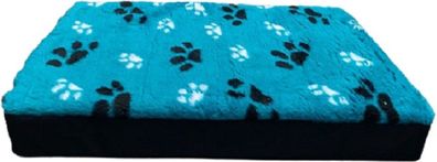 Topmast Vetfleece Hundekissen türkis Pfoten 80 x 55 x 10 cm