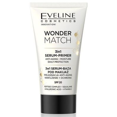 Eveline Cosmetics 3-in-1 Serum-Grundierung, 30ml - Perfekte Grundlage fuer ein ma
