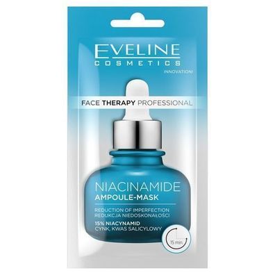 Eveline Gesichtsampullen-Maske mit Niacinamid, 8 ml - Intensive Hauttherapie fuer