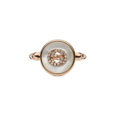 Gucci - YBC786764001 - Gucci ineinandergreifender Ring in rosa Gold, MOP, Diamant, GG