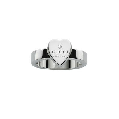 Gucci - YBC223867001 - Markenring mit Gucci Markenzeichen graviertem Herzmotiv in Ste