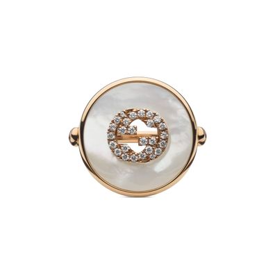 Gucci - YBC786765001 - Gucci ineinandergreifender Ring in rosa Gold, Mop, Diamanten,