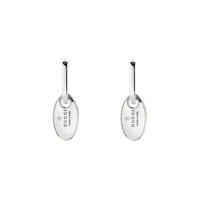 Gucci - YBD797141001 - Markenohrringe mit ovalem Etikett in Sterlingsilber