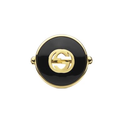 Gucci - YBC786604001 - Gucci ineinandergreifender Ring in Gelbgold, Onyx und Diamant