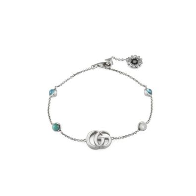 Gucci - YBA527393001 - GG Marmont Bracolet mit und Blumenmotiv in glänzend gealtertem