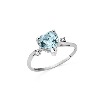 FRAU ORO - DHAA7194 - AcquaMarine Cuore -Form mit Diamanten