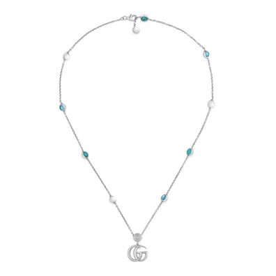 Gucci - YBB527399001 - GG Marmont Halskette mit Anhänger in glänzend gealtertem Sterl
