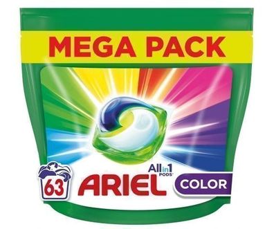 Ariel Color All-in-One Waschmittel Kapseln, 63 Stueck
