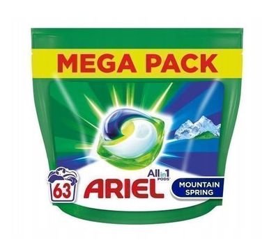 Ariel 3-in-1 Waschmittelkapseln Mountain Spring, 63 Stueck