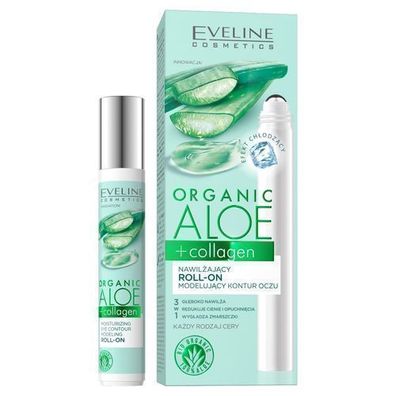 Eveline Kosmetik Bio Aloe + Kollagen Feuchtigkeitsspendender Augen Roll-On, 15ml