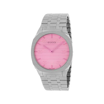 Gucci - Ya163410 - Gucci 25H 38 mm Edelstahl Multi -Layered -Gehäuse, weißes Zifferbl