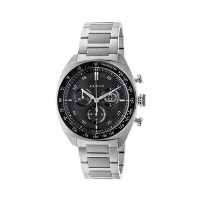 Gucci - Ya142316 - Gucci ineinandergreifend 41 mm Edelstahlgehäuse, schwarzes Zifferb