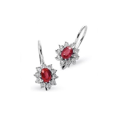FRAU ORO - DCOR5038 - Damen -Frauenohrringe für Frauen in Rubini und Auflebte Diamant