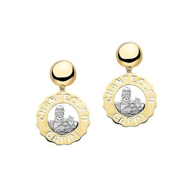 Chantecler - Frau - C.23189 - Mittlere Logo-Ohrringe mit Piazzetta in Gelbgold und We