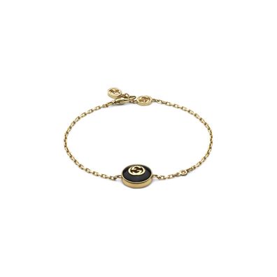 Gucci - Yba786556001 - Gucci ineinandergreifendes Bracalet in Gelbgold, Onyx und Diam