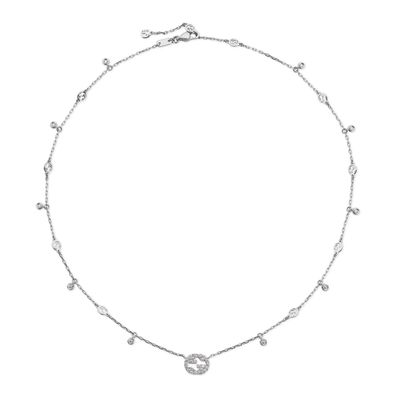 Gucci - YBB729402003 - ineinandergreifende G -Halskette in 18 kt Weißgold und Diamant