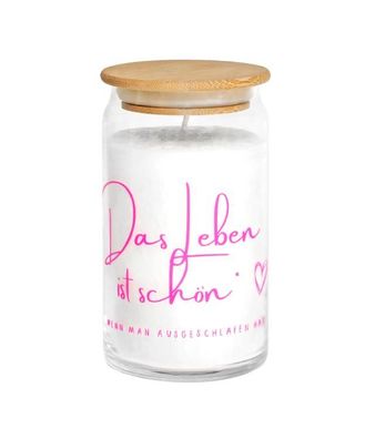 Motivkerze mit holzdeckel, Das Leben ist schön 1 St