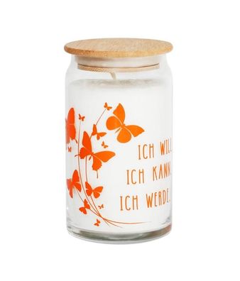 Motivkerze mit holzdeckel, Ich - will, kann, werde 1 St