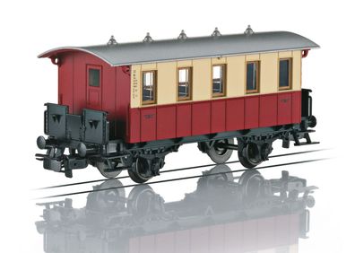 Maerklin 4107 Personenwagen rot/beige 2-achs. Spur H0