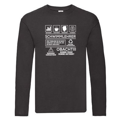 Achtung Probleme: Schwimmlehrer | Lehrer |Schüler |schwimmen Long Sleeve Schwarz