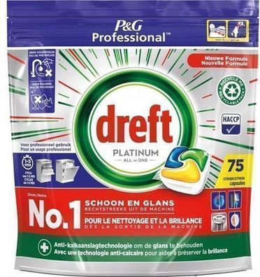 Dreft Platinum All in One Citrus Geschirrspueltabs, 75 Stueck