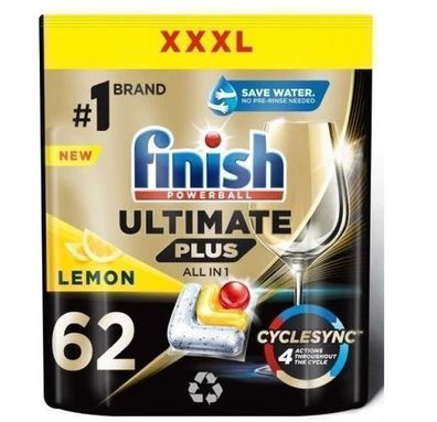 Finish Ultimativer Plus Alles in 1 Zitronenkapseln Geschirrspueler 62 Stueck