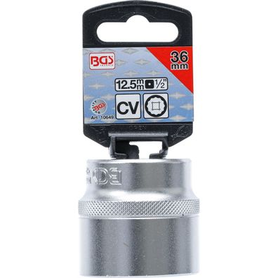 BGS Steckschlüssel Einsatz Zwölfkant SW 36 mm, Vielzahn Nuss Antrieb 1/2"