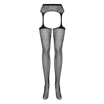 Eleganter Schwarzer Strumpfhaltergürtel mit Strümpfen - Obsessive S207 in S/M/L
