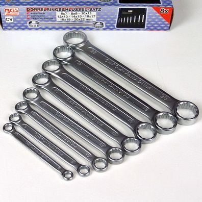 BGS Doppel Ringschlüssel extra flach Doppelringschlüssel Satz 6 - 22 mm 8 tlg
