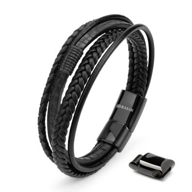 Serasar, lederarmband "wild" für herren, mit magnetverschluss