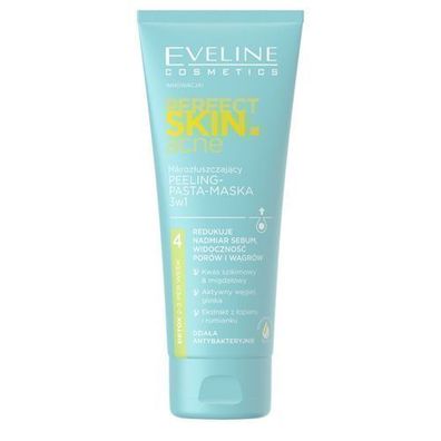 Eveline Cosmetics 3-in-1 Akne-Mikro-Peeling-Paste-Maske, 75 ml - Perfekte Hautpf
