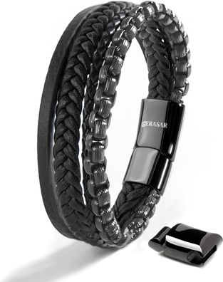 Serasar, lederarmband "hero" für herren, mit magnetverschluss