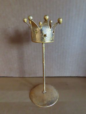 Teelichthalter gold/gelb Krone mit Sternen ca. 20 cm hoch