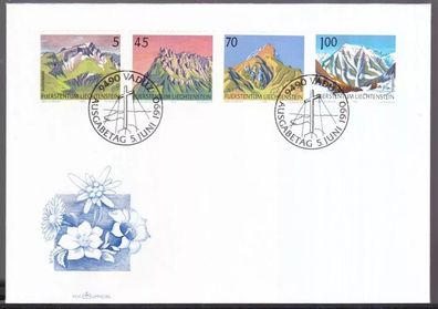 Liechtenstein 1990 FDC MiNr. 993-996 Freimarken Berge
