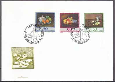 Liechtenstein 1990 FDC MiNr. 990-992 Gemälde von Benjamin Steck