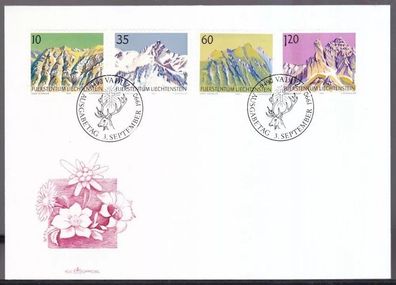 Liechtenstein 1990 FDC MiNr. 1000-1003 Freimarken Berge