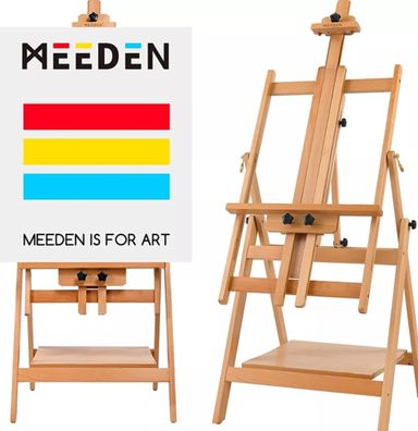 MEEDEN W10B: Verstellbare H-Frame Atelier-Staffelei aus massivem Buchenholz