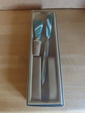 Brieföffner + Flaschenverschluß Griff grün/weißer Stein