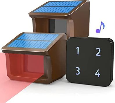 Htzsafe Solar-Einfahrtsalarm, 800 m, 21 m Sensorreichweite, 1 Empfänger, 2 Sensoren