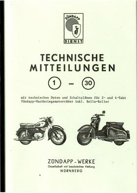 Reparaturanleitung Zündapp Technische Mitteilungen Nr. 1-30 für die Typen Derby DB