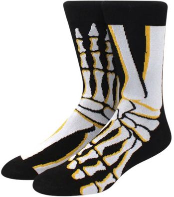 Schwarze Knochen-Socken - Skelett-Mix - Größe 37-46