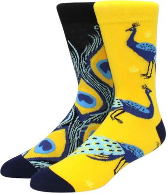 Pfauen Socken - Gelb & Schwarz - Größe 37-46