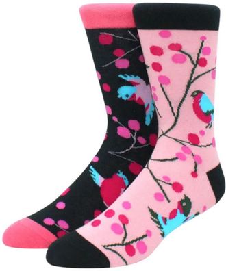 Vögelchen Socken - Rosa & Schwarz - Größe 37-46