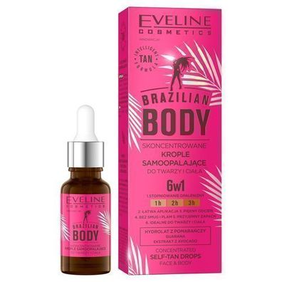 Eveline Brazilian Body Selbstbraeunungs-Serum fuer Gesicht & Koerper, 18 ml - Natuer
