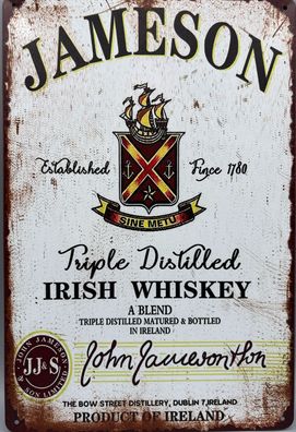 Blechschild-Whiskey-JAMESON-Irish Whiskey-20x30cm-Bar-Deko