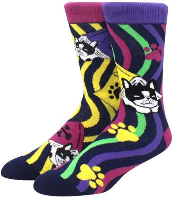 Hunde Socken - Bunt mit Hund & Pfoten - Größe 37-46