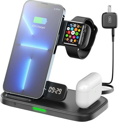 INIU 3in1 Wireless Charger 15W Qi Ladestation für iPhone Samsung Watch AirPods